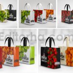 دانلود مجموعه ۳ عددی موکاپ کیسه خرید اِکو بَگ Short Handle Eco Shopping Bag Branding Mockup