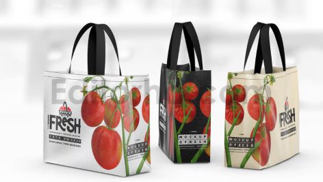 دانلود مجموعه ۳ عددی موکاپ کیسه خرید اِکو بَگ Short Handle Eco Shopping Bag Branding Mockup