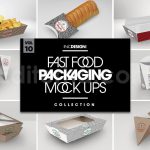 دانلود موکاپ بسته‌بندی بیرون بر فست فود Fast Food Boxes Vol.10: Take Out Packaging Mockups