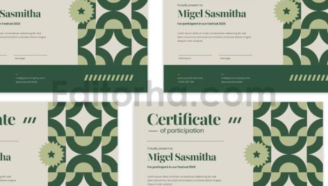دانلود فایل لایه باز سرتیفیکیت با طرح هندسی و تم سبز Green Geometric – Certificate