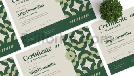 دانلود فایل لایه باز سرتیفیکیت با طرح هندسی و تم سبز Green Geometric – Certificate