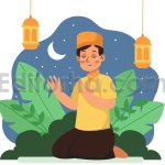 دانلود فایل وکتور عبادت در شب Praying At Night