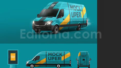 دانلود موکاپ ون و ماشین (۲ فایل فتوشاپ) Van and Car Mock-Ups