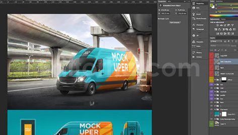 دانلود موکاپ ون و ماشین (۲ فایل فتوشاپ) Van and Car Mock-Ups
