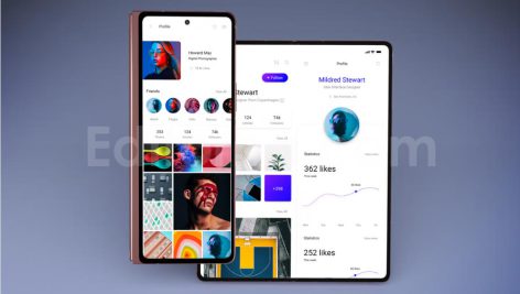 دانلود موکاپ ۵تایی گوشی هوشمند سامسونگ زد فلیپ Smartphone Samsung Z Fold 2 Mockup