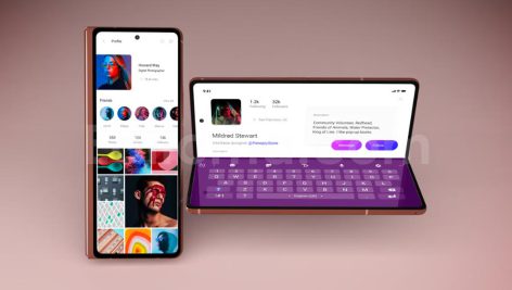 دانلود موکاپ ۵تایی گوشی هوشمند سامسونگ زد فلیپ Smartphone Samsung Z Fold 2 Mockup