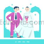 دانلود مجموعه وکتور جشن عروسی اسلامی Islamic Wedding Illustration