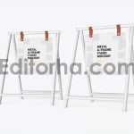 دانلود موکاپ استند دوطرفه Hanging A-Frame Sign Board Mockup