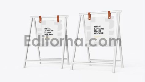 دانلود موکاپ استند دوطرفه Hanging A-Frame Sign Board Mockup