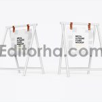 دانلود موکاپ استند دوطرفه Hanging A-Frame Sign Board Mockup