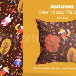 دانلود فایل لایه باز پترن طرح حیوانات پاییزی Autumn Animasl Pattern
