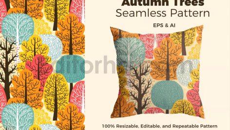 دانلود فایل لایه باز پترن درختان پاییزی بدون درز Autumn Trees Pattern