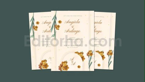 دانلود فایل لایه باز کارت دعوت عروسی گلدار زیبا Elegant Wedding Invitation