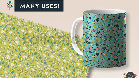 دانلود فایل لایه باز پترن برگ و گل زیبا بدون درز Seamless Vector Pattern