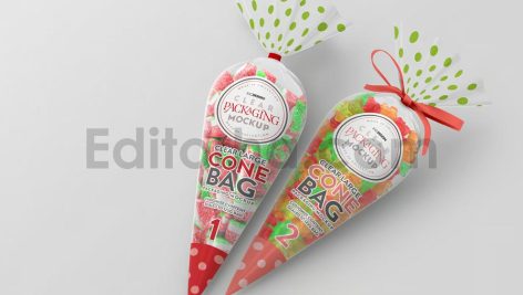 دانلود موکاپ کیسه مخروطی شفاف Clear Large Cone Bag Mockup