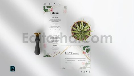 دانلود فایل لایه باز کارت دعوت عروسی Eucalyptus Wedding Invitation Suite