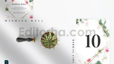 دانلود فایل لایه باز کارت دعوت عروسی Eucalyptus Wedding Invitation Suite