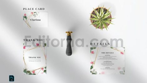 دانلود فایل لایه باز کارت دعوت عروسی Eucalyptus Wedding Invitation Suite