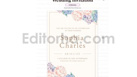 دانلود لایه باز کارت دعوت عروسی گلدار Floral Watercolor Wedding Invitation