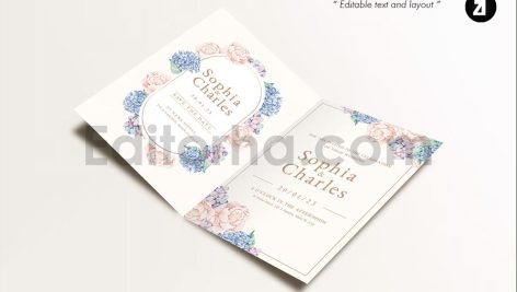 دانلود لایه باز کارت دعوت عروسی گلدار Floral Watercolor Wedding Invitation