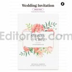 دانلود لایه باز کارت دعوت عروسی با حاشیه گل آبرنگی Floral Wedding Invitation
