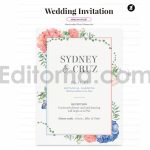 دانلود لایه باز کارت دعوت عروسی با حاشیه گل آبرنگی Floral Wedding Invitation