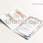 دانلود لایه باز کارت دعوت عروسی با حاشیه گل آبرنگی Floral Wedding Invitation