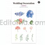 دانلود لایه باز کارت دعوت عروسی با حاشیه گل آبرنگی Floral Wedding Invitation