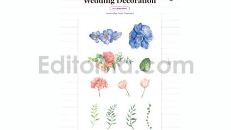 دانلود لایه باز کارت دعوت عروسی با حاشیه گل آبرنگی Floral Wedding Invitation