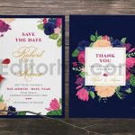 دانلود لایه باز کارت دعوت عروسی گلدار رنگارنگ Flower Wedding Invitation