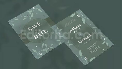 دانلود لایه باز کارت دعوت عروسی سبز Green Flower - Wedding Invitation