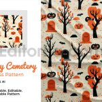 دانلود فایل لایه باز پترن طرح درخت هالووین Halloween Tree Pattern