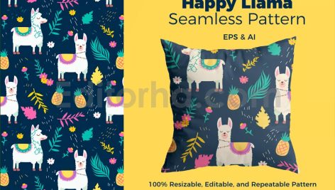 دانلود فایل لایه باز پترن طرح لاما بدون درز Llama Pattern