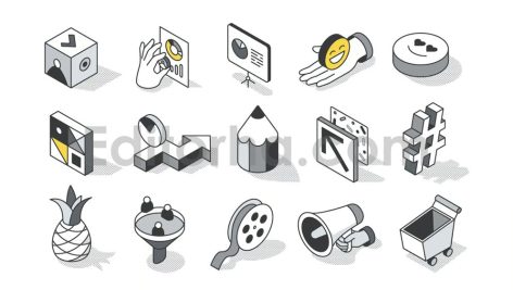 دانلود مجموعه 50 عددی آیکون ایزومتریک بازاریابی Marketing Isometric Icons