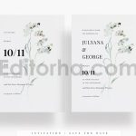 دانلود فایل لایه باز کارت دعوت عروسی گلدار مدرن Modern Wedding Invitation