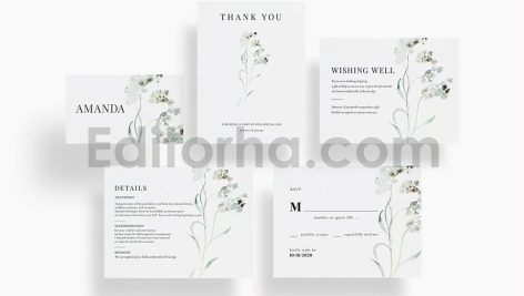 دانلود فایل لایه باز کارت دعوت عروسی گلدار مدرن Modern Wedding Invitation