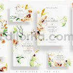 دانلود فایل لایه باز کارت دعوت عروسی گلدار Modern Wedding Invitation Set