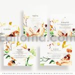 دانلود فایل لایه باز کارت دعوت عروسی گلدار Modern Wedding Invitation Set