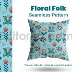 دانلود فایل لایه باز پترن گلدار بومی یکپارچه Seamless Pattern Floral Folk