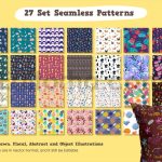 دانلود فایل لایه باز پترن تصویر اشیاء بدون درز Patterns Object Illustration