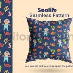 دانلود فایل لایه باز پترن زندگی دریایی بدون درز Seamless Pattern Sealife