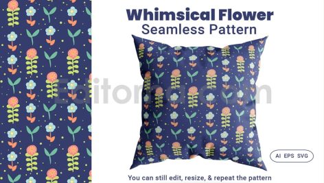 دانلود فایل لایه باز پترن گل خیالی بدون درز Pattern Whimsical Flower