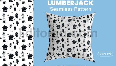دانلود فایل لایه باز پترن طرح چوب بری Seamless Pattern Lumberjack