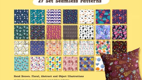دانلود فایل لایه باز پترن تصویر اشیاء بدون درز Patterns Object Illustration