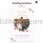 دانلود لایه باز کارت دعوت عروسی حاشیه دار کلاسیک با قاب عکس عروس و داماد