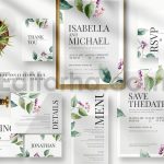 دانلود فایل لایه باز کارت دعوت عروسی گلدار Romantic Floral Invitation Set