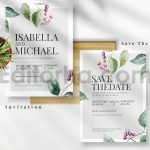 دانلود فایل لایه باز کارت دعوت عروسی گلدار Romantic Floral Invitation Set