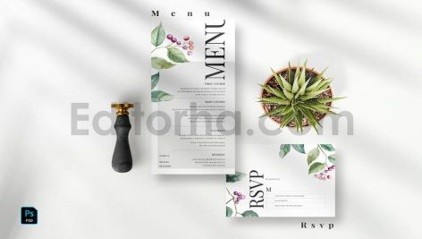 دانلود فایل لایه باز کارت دعوت عروسی گلدار Romantic Floral Invitation Set