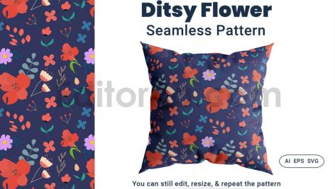 دانلود فایل لایه باز پترن گلدار ریز بدون درز Seamless Pattern Ditsy Flower