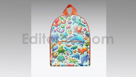 دانلود موکاپ کوله پشتی بچه گانه Set Child Backpack Mockup